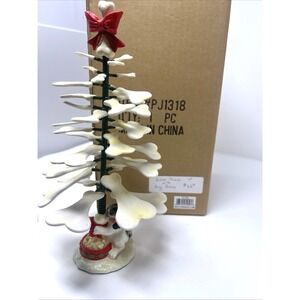 Christmas Dog Puppy Bones Chimes 10" Tall Red Bow Madison & Max Vintage